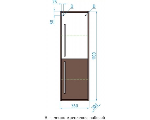 Пенал Экзотик 36 R подвесной, древесина/белый глянец