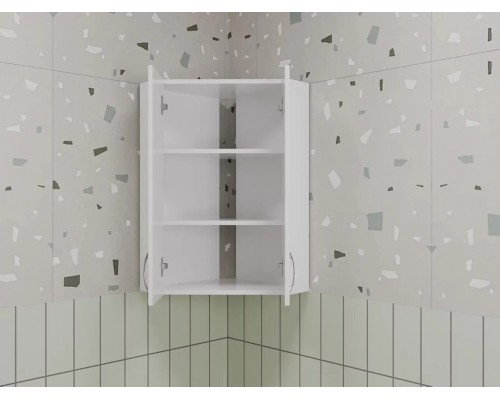 Шкаф навесной 45 угловой, с зеркалом, белый