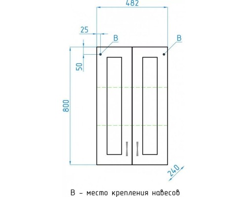 Шкаф навесной с зеркальными вставками Эко Стандарт 48 белый