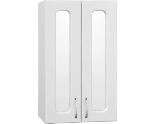 Шкаф навесной с зеркальными вставками Эко Стандарт 48 белый