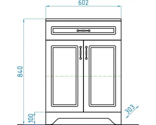 Тумба-комод Олеандр-2 60 Люкс рельеф пастель
