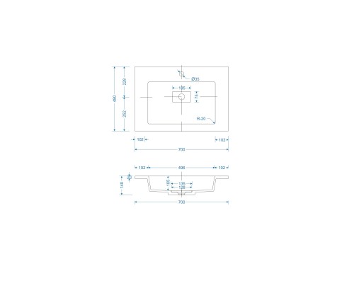 Тумба Марокко 70 подвесная, с раковиной белый, белый матовый