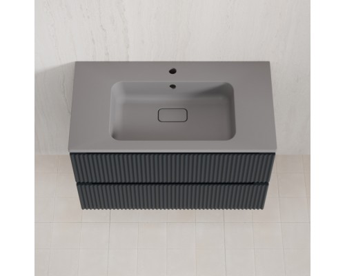 Тумба Марокко 90 подвесная, с раковиной серый шелк, графит