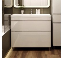 Тумба напольная Атлантика 100 Plus Люкс с раковиной Атлантика 100, антискрейч, белый матовый