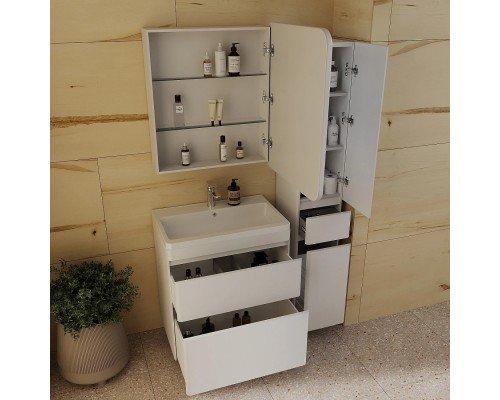 Тумба напольная Атлантика 70 Plus Люкс с раковиной Атлантика 70, антискрейч, белый матовый