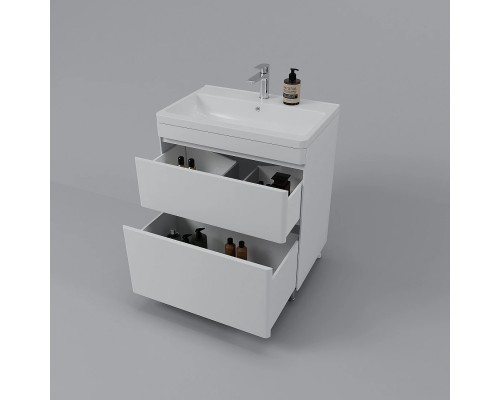 Тумба напольная Атлантика 70 Plus Люкс с раковиной Атлантика 70, антискрейч, белый матовый