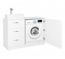 Тумба напольная Берн 120 Plus с раковиной Crea 35 Square, под стиральную машину, белая