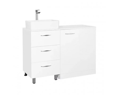 Тумба напольная Берн 120 Plus с раковиной Crea 35 Square, под стиральную машину, белая