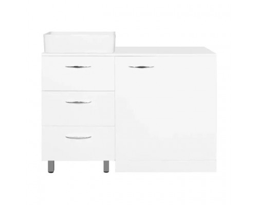 Тумба напольная Берн 120 Plus с раковиной Crea 35 Square, под стиральную машину, белая