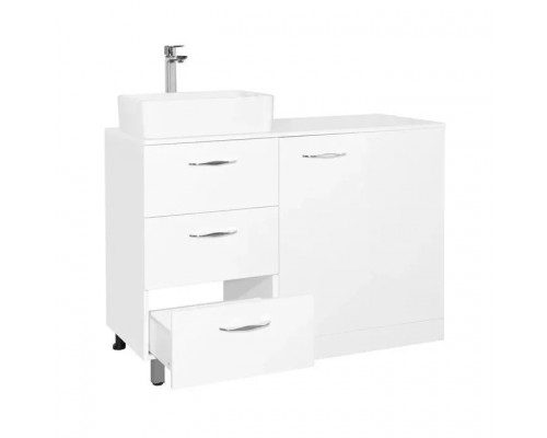 Тумба напольная Берн 120 Plus с раковиной Crea 35 Square, под стиральную машину, белая