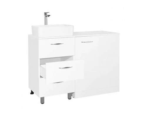 Тумба напольная Берн 120 Plus с раковиной Crea 35 Square, под стиральную машину, белая