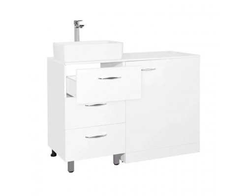 Тумба напольная Берн 120 Plus с раковиной Crea 35 Square, под стиральную машину, белая