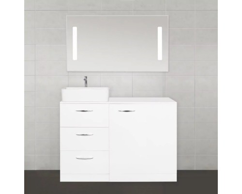 Тумба напольная Берн 120 Plus с раковиной Crea 35 Square, под стиральную машину, белая