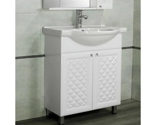 Тумба напольная Канна 75 Люкс с раковиной Байкал 75, белая