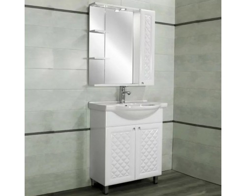 Тумба напольная Канна 75 Люкс с раковиной Байкал 75, белая