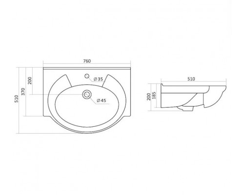Тумба напольная Канна 75 Люкс с раковиной Байкал 75, белая