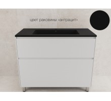 Тумба напольная Лима 100 эмаль, с раковиной LINE 100 антрацит, белый матовый