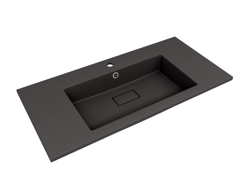 Тумба напольная Лима 100 эмаль, с раковиной LINE 100 антрацит, белый матовый