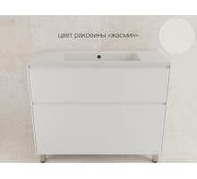 Тумба напольная Лима 100 эмаль, с раковиной LINE 100 жасмин, белый матовый