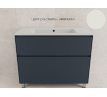 Тумба напольная Лима 100 эмаль, с раковиной LINE 100 жасмин, графит