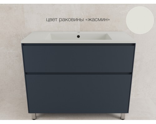 Тумба напольная Лима 100 эмаль, с раковиной LINE 100 жасмин, графит