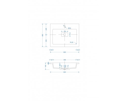 Тумба напольная Лима 60 с раковиной Line 60, 2 ящика, графит