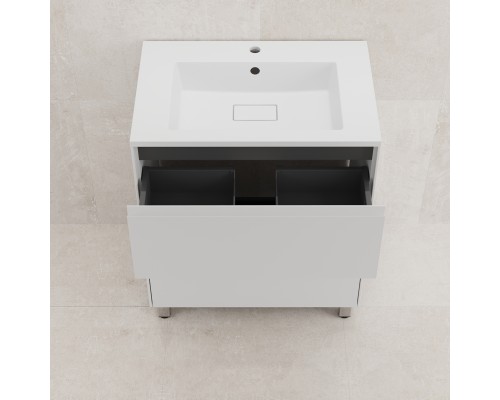 Тумба напольная Лима 70 с раковиной Line 70, 2 ящика, белый матовый