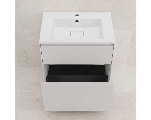 Тумба напольная Лима 70 с раковиной Line 70, 2 ящика, белый матовый
