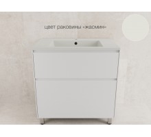 Тумба напольная Лима 80 эмаль, с раковиной LINE 80 жасмин, белый матовый