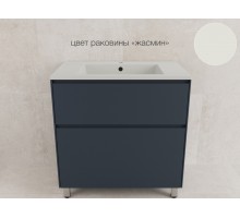 Тумба напольная Лима 80 эмаль, с раковиной LINE 80 жасмин, графит