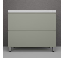 Тумба напольная Манхэттен 100 Эмаль, с раковиной Asti 100 белый, олива