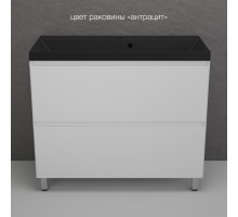 Тумба напольная Манхэттен 100 Эмаль, с раковиной Asti 100 кварц/антрацит, белый матовый