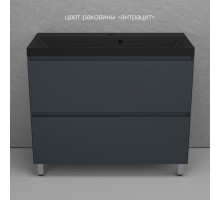 Тумба напольная Манхэттен 100 Эмаль, с раковиной Asti 100 кварц/антрацит, графит