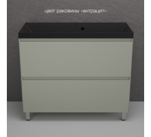 Тумба напольная Манхэттен 100 Эмаль, с раковиной Asti 100 кварц/антрацит, олива