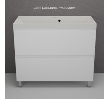 Тумба напольная Манхэттен 100 Эмаль, с раковиной Asti 100 кварц/жасмин, белый матовый