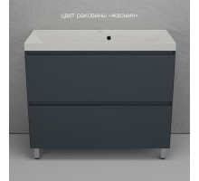 Тумба напольная Манхэттен 100 Эмаль, с раковиной Asti 100 кварц/жасмин, графит