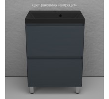 Тумба напольная Манхэттен 60 Эмаль, с раковиной Asti 60 кварц/антрацит, графит