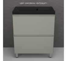 Тумба напольная Манхэттен 70 Эмаль, с раковиной Asti 70 кварц/антрацит, олива