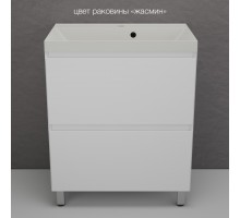 Тумба напольная Манхэттен 70 Эмаль, с раковиной Asti 70 кварц/жасмин, белый матовый