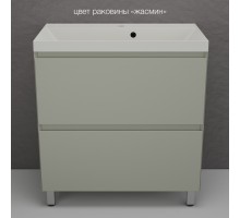 Тумба напольная Манхэттен 80 Эмаль, с раковиной Asti 80 кварц/жасмин, олива