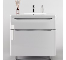 Тумба напольная Марелла 80 с раковиной Марелла Люкс 80, белый глянец