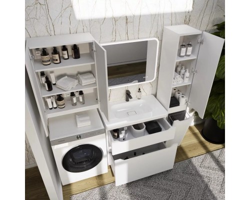 Тумба напольная Марелла 80 с раковиной Марелла Люкс 80, белый матовый