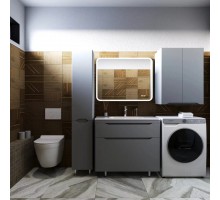 Тумба напольная Марелла 90 с раковиной Марелла Люкс 90, серый матовый