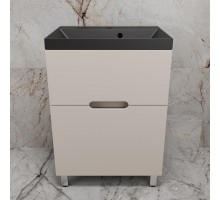 Тумба напольная Матис 60 с раковиной ASTI 60 кварц, антрацит,(2 ящика), Крем