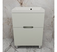 Тумба напольная Матис 60 с раковиной ASTI 60 кварц, жасмин, (2 ящика), Олива
