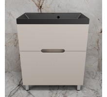 Тумба напольная Матис 70 с раковиной ASTI 70 кварц, антрацит, (2 ящика), Крем