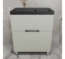 Тумба напольная Матис 70 с раковиной ASTI 70 кварц, антрацит, (2 ящика), Олива