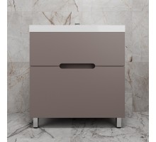 Тумба напольная Матис 80 с раковиной ASTI 80 белый, (2 ящика), Тауп темный