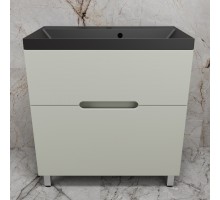 Тумба напольная Матис 80 с раковиной ASTI 80 кварц, антрацит, (2 ящика), Олива