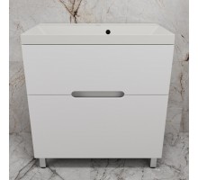 Тумба напольная Матис 80 с раковиной ASTI 80 жасмин, (2 ящика), Белый матовый